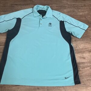 Nike Golf Dri-Fit Polo Latge Palmetto Dunes Hilton Head Vented Teal Black‎ Mens